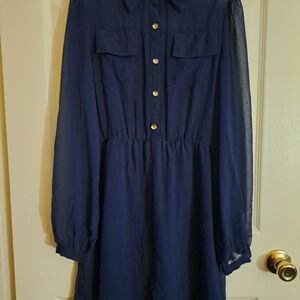 Rhapsody Navy Long Sleeve Dress